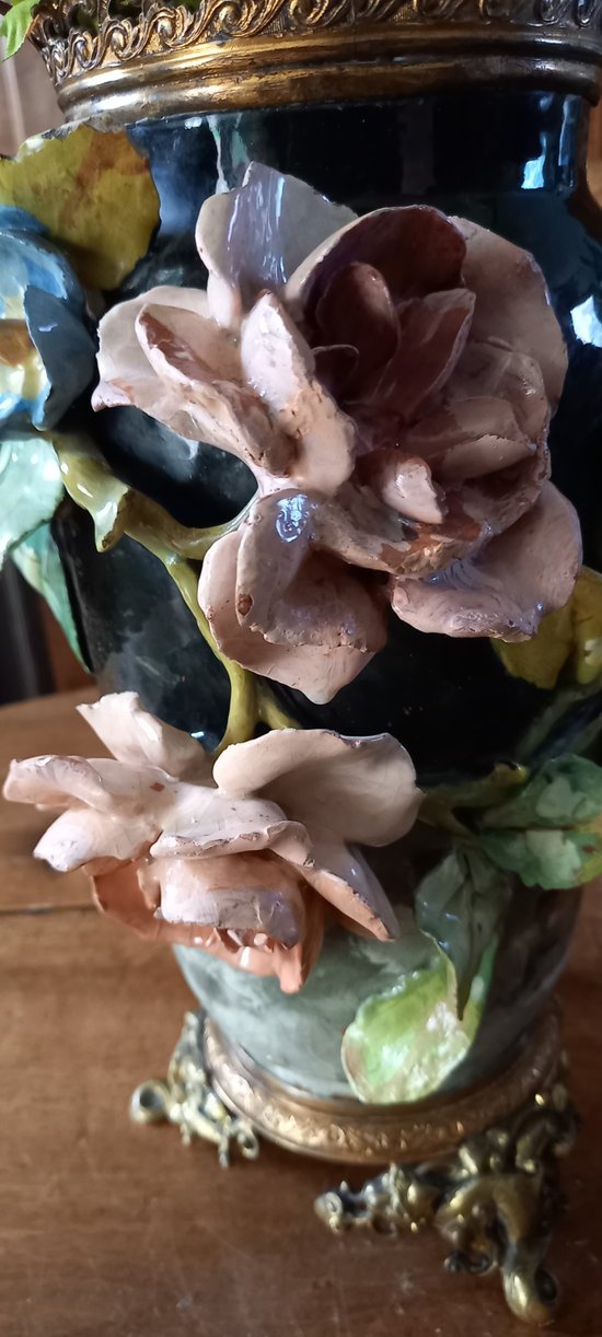 Grande vaso in ceramica con fiori / Napoleone III