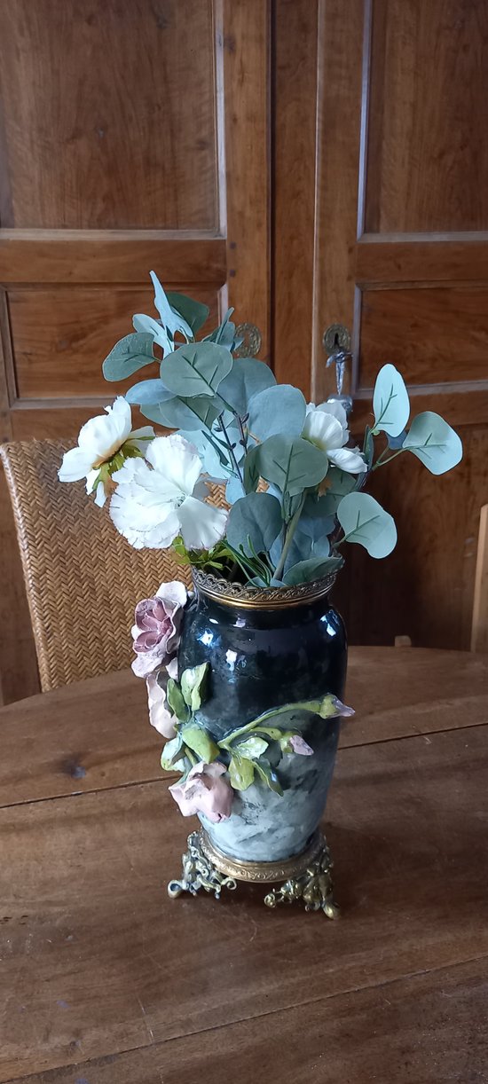 Grande vaso in ceramica con fiori / Napoleone III