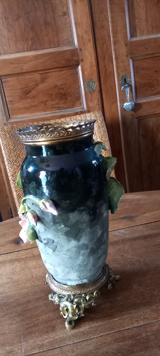 Grande vaso in ceramica con fiori / Napoleone III