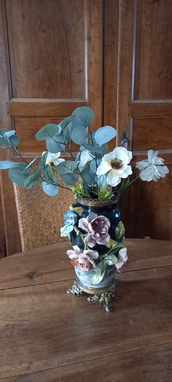 Grande vaso in ceramica con fiori / Napoleone III
