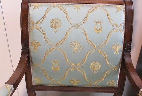 Suite di 3 poltrone in mogano in stile Luigi XVI - metà del XX secolo