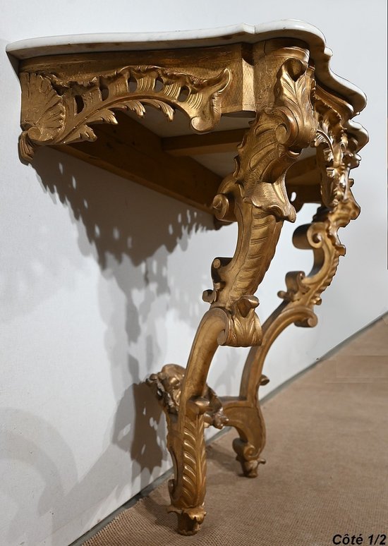 Console d’Applique en Bois Doré, style Louis XV, époque Napoléon III – Milieu XIXe
