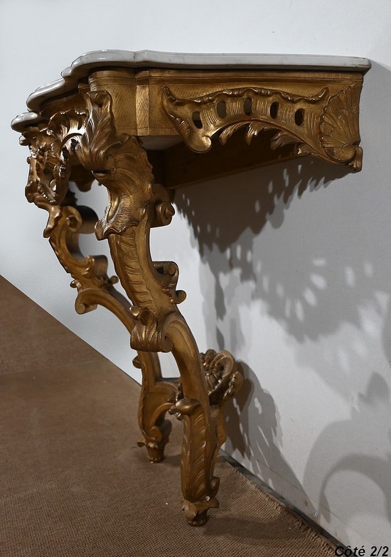 Console d’Applique en Bois Doré, style Louis XV, époque Napoléon III – Milieu XIXe