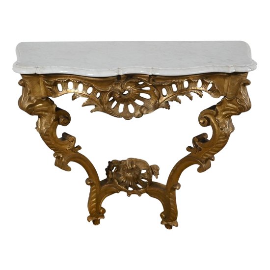 Console d’Applique en Bois Doré, style Louis XV, époque Napoléon III – Milieu XIXe