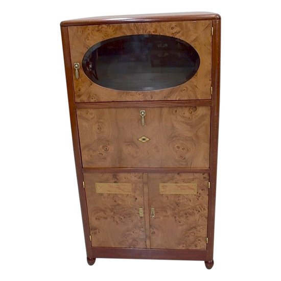 Meuble Art Déco en Placage de Loupe de Thuya - XXe