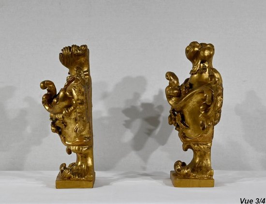 Florentine Fire Pots in Gilded Limewood - Late 18th century