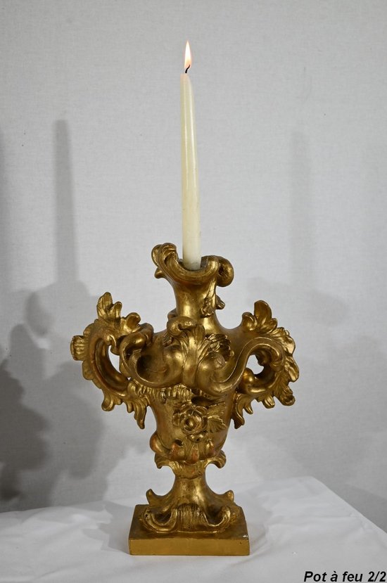 Florentine Fire Pots in Gilded Limewood - Late 18th century