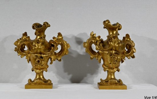 Florentine Fire Pots in Gilded Limewood - Late 18th century