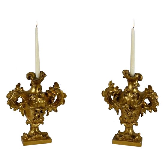 Florentine Fire Pots in Gilded Limewood - Late 18th century