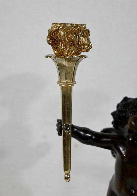 Ein Paar Kerzenständer aus Bronze und Marmor - 1. Teil des 19.