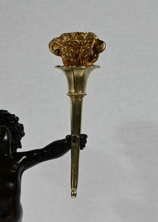 Ein Paar Kerzenständer aus Bronze und Marmor - 1. Teil des 19.