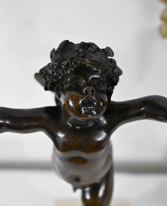 Ein Paar Kerzenständer aus Bronze und Marmor - 1. Teil des 19.