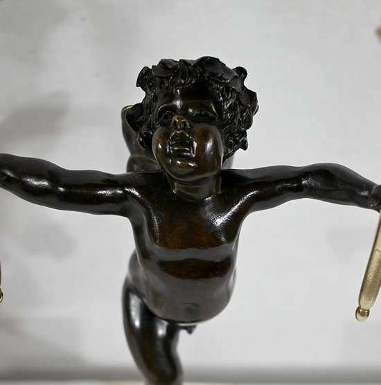 Ein Paar Kerzenständer aus Bronze und Marmor - 1. Teil des 19.