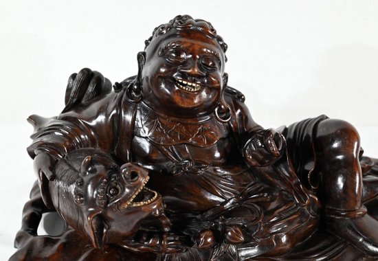 Set di Buddha e vassoi in palissandro, Cina - Fine XIX secolo