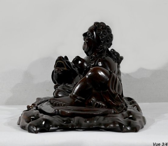 Set di Buddha e vassoi in palissandro, Cina - Fine XIX secolo