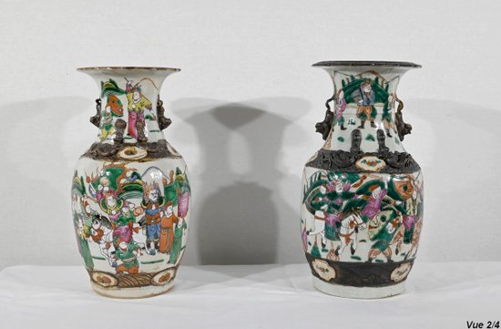 Pair of Nanjing Porcelain Vases, China - Late 19th century