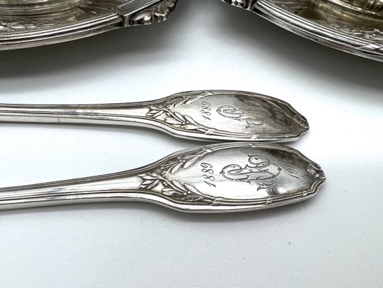 Pair of porcelain cups with Christofle Gallia mount