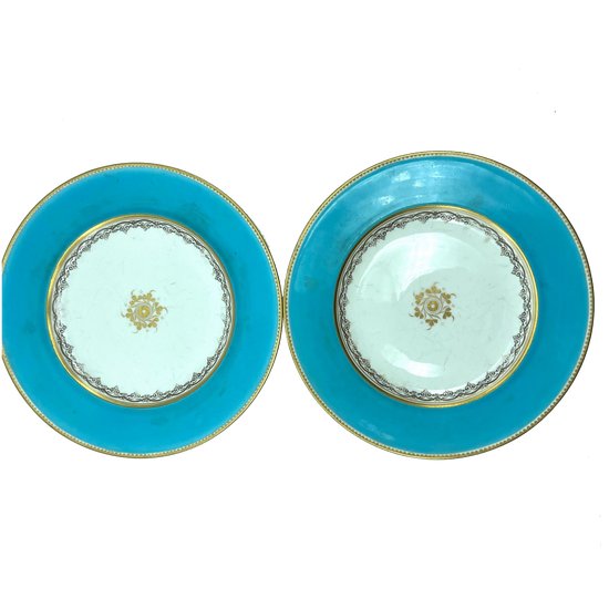 Set of 2 porcelain plates from Paris