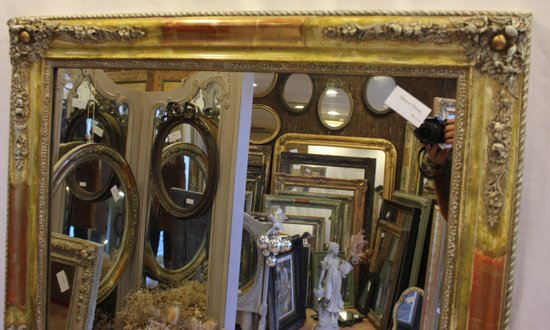 Large Antique Gold, Patina And Mercury Fireplace Mirror 103 X 148 Cm