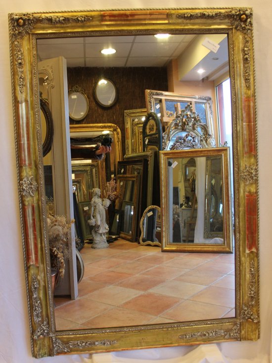 Large Antique Gold, Patina And Mercury Fireplace Mirror 103 X 148 Cm