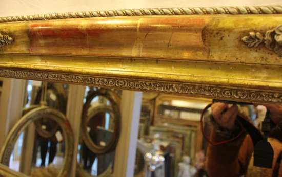 Large Antique Gold, Patina And Mercury Fireplace Mirror 103 X 148 Cm