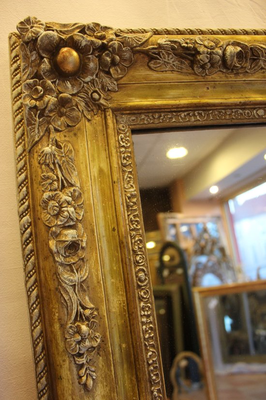 Large Antique Gold, Patina And Mercury Fireplace Mirror 103 X 148 Cm