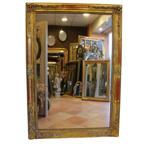 Large Antique Gold, Patina And Mercury Fireplace Mirror 103 X 148 Cm