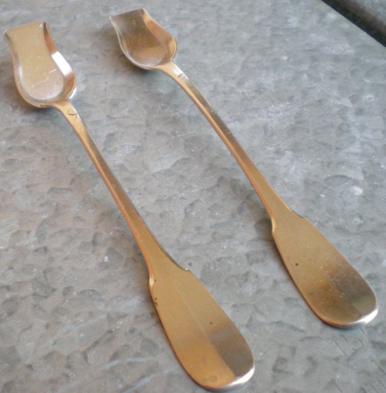 Pair of solid silver salt shovels old man monograms Toulouse guarantee (Ref A 0120)