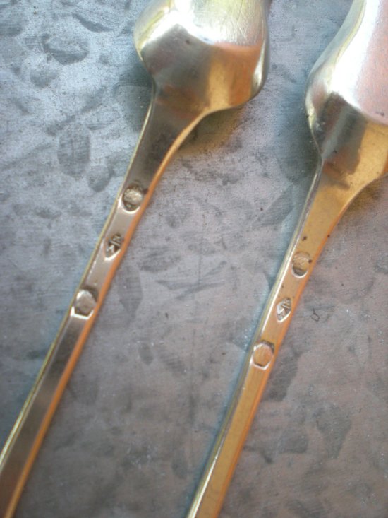 Pair of solid silver salt shovels old man monograms Toulouse guarantee (Ref A 0120)