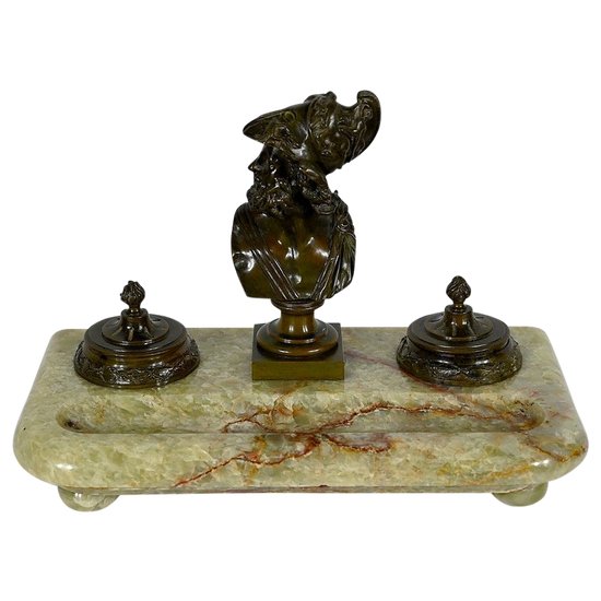 Important Inkwell in Onyx from Pakistan and Bronze - Late 19th century