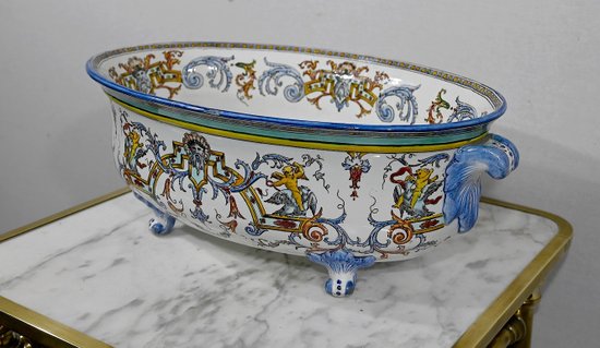 Planter in Gien earthenware, Renaissance style - Early XXth century