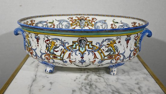 Planter in Gien earthenware, Renaissance style - Early XXth century