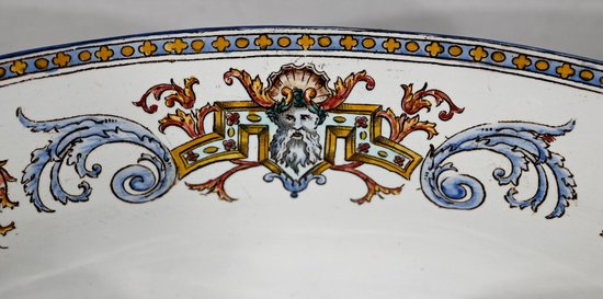 Planter in Gien earthenware, Renaissance style - Early XXth century