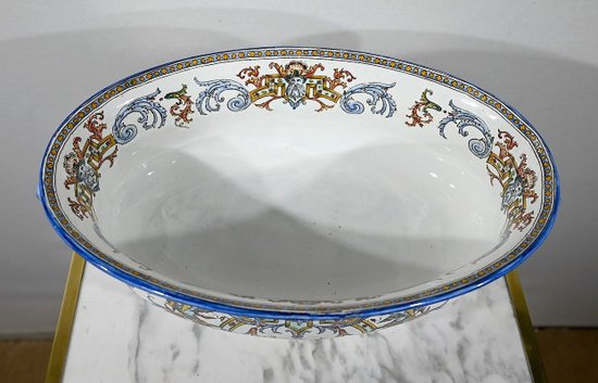 Planter in Gien earthenware, Renaissance style - Early XXth century