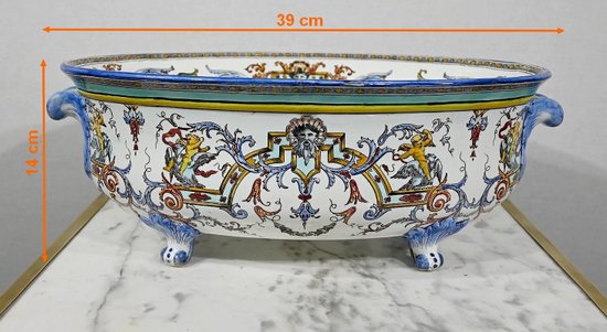 Planter in Gien earthenware, Renaissance style - Early XXth century