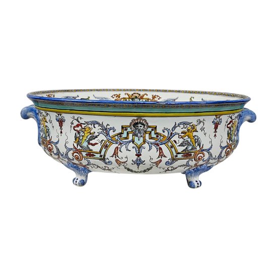 Planter in Gien earthenware, Renaissance style - Early XXth century