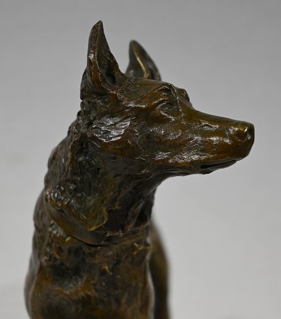 Bronzo "Il pastore tedesco", dopo P-A. Laplanche - Inizio del XX secolo