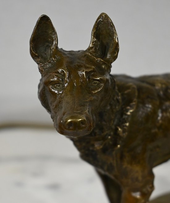 Bronzo "Il pastore tedesco", dopo P-A. Laplanche - Inizio del XX secolo