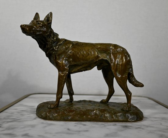 Bronzo "Il pastore tedesco", dopo P-A. Laplanche - Inizio del XX secolo