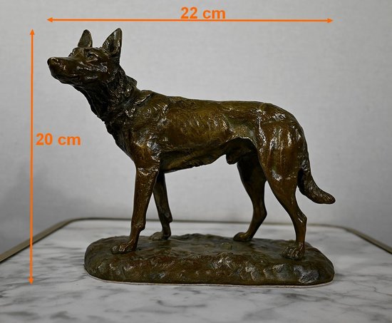 Bronzo "Il pastore tedesco", dopo P-A. Laplanche - Inizio del XX secolo