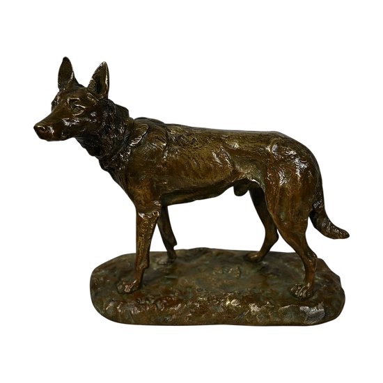 Bronzo "Il pastore tedesco", dopo P-A. Laplanche - Inizio del XX secolo