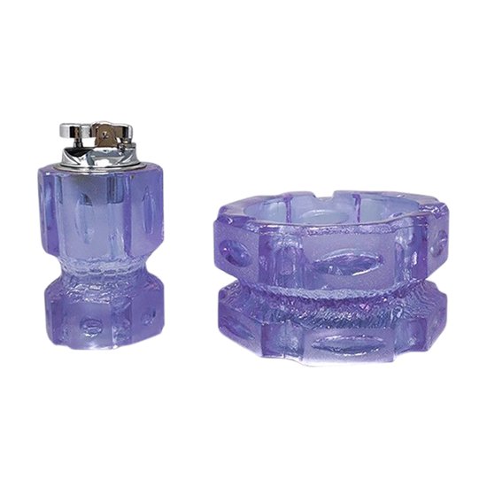 1970 Superbe ensemble à fumer violet d'Antonio Imperatore en verre de Murano. Fabriqué en Italie