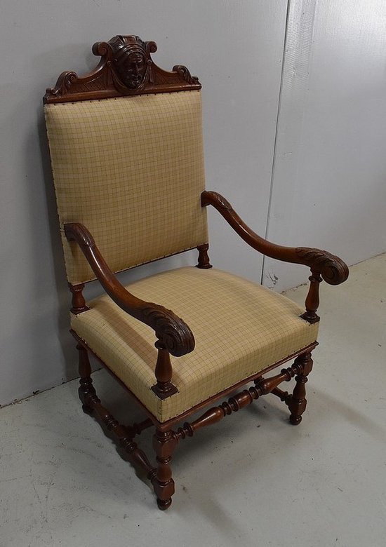 Paire de Fauteuils en Chêne Clair, style Louis XIII / Louis XIV - Début XXe