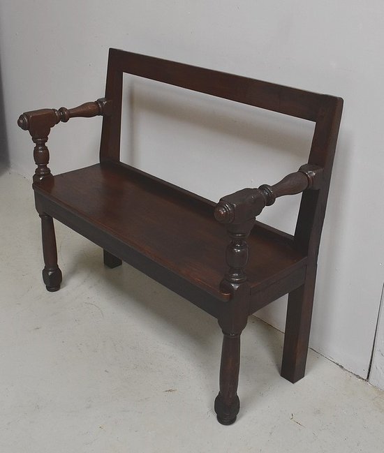 Petite Banquette avec dossier en Chêne, style Louis XIV - XIXe