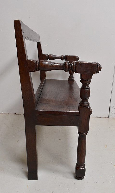 Petite Banquette avec dossier en Chêne, style Louis XIV - XIXe