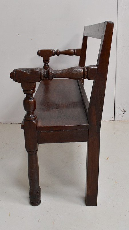 Petite Banquette avec dossier en Chêne, style Louis XIV - XIXe