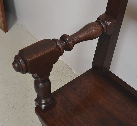 Petite Banquette avec dossier en Chêne, style Louis XIV - XIXe