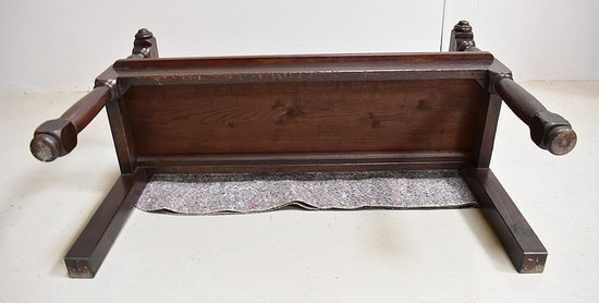 Petite Banquette avec dossier en Chêne, style Louis XIV - XIXe
