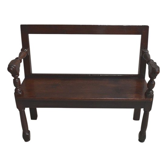 Petite Banquette avec dossier en Chêne, style Louis XIV - XIXe