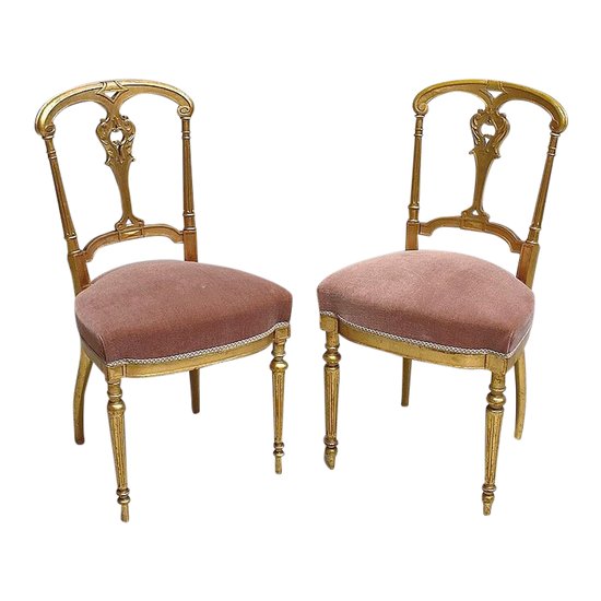 Paire de Chaises en Bois Doré, époque Napoléon III - 2ème partie du XIXe